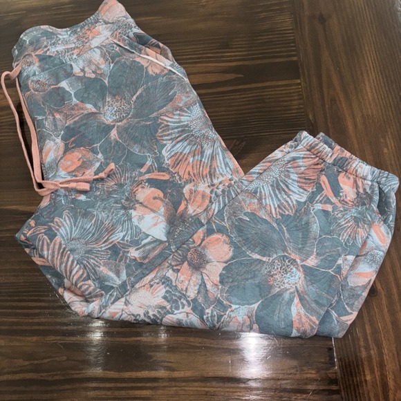 Daily Practice Pants - DAILY PRACTICE by Anthropologie Camilla Floral Jogger Sweatpants Blue Sz 1X